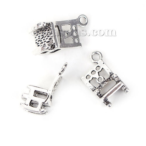 Immagine di Lega di Zinco 3D Charms Sedia Argento Antico 18mm x 10mm , 10 Pz