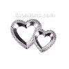 Picture of Zinc Based Alloy Embellishments Heart Silver Tone 20mm( 6/8") x 13mm( 4/8"), 20 PCs