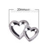 Picture of Zinc Based Alloy Embellishments Heart Silver Tone 20mm( 6/8") x 13mm( 4/8"), 20 PCs