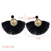 Picture of Ear Post Stud Earrings Gold Plated Black Fan-shaped 10cm(3 7/8") x 7.5cm(3"), 1 Pair