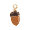 Picture of Zinc Based Alloy Charms Pine Cone Gold Plated Coffee Enamel 17mm( 5/8") x 8mm( 3/8"), 20 PCs
