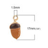 Picture of Zinc Based Alloy Charms Pine Cone Gold Plated Coffee Enamel 17mm( 5/8") x 8mm( 3/8"), 20 PCs