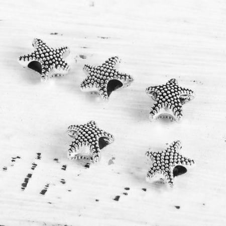 Zinc Based Alloy Spacer Beads Star Fish Antique Silver Color 13mm x 13mm, Hole: Approx 4.6mm, 50 PCs