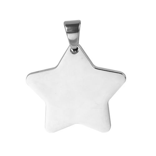 Picture of 304 Stainless Steel Pendants Pentagram Star Silver Tone 37mm(1 4/8") x 31mm(1 2/8"), 1 Piece