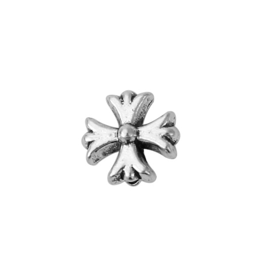 Image de Perles en Alliage de Zinc Croix Argent Vieilli 9mm x 8mm, Taille de Trou: 1.2mm, 100 Pcs