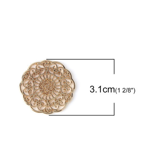 Picture of Zinc Based Alloy Connectors Flower Gold Plated Filigree 31mm x 31mm, 2 PCs