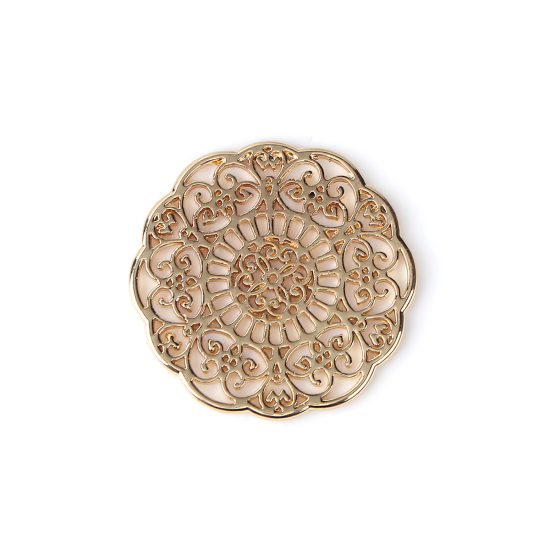 Picture of Zinc Based Alloy Connectors Flower Gold Plated Filigree 31mm x 31mm, 2 PCs