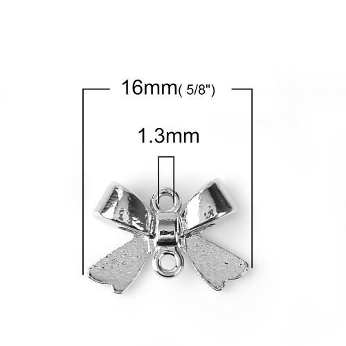 Picture of Zinc Based Alloy Connectors Bowknot Silver Tone 16mm x 11mm, 10 PCs