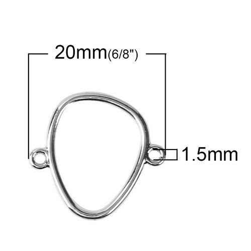 Picture of Zinc Based Alloy Connectors Drop Silver Tone Hollow 20mm x 19mm, 20 PCs