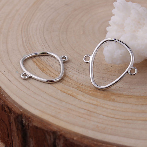 Picture of Zinc Based Alloy Connectors Drop Silver Tone Hollow 20mm x 19mm, 20 PCs