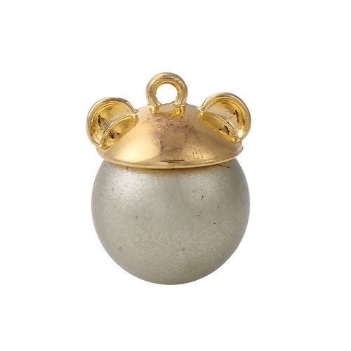 Bild von Zinklegierung Perlkappen Hut Ohr Vergoldet (für Perlengröße: 14mm D.) 16mm x 8mm, 20 Stück