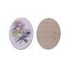 Picture of Wood Embellishments Scrapbooking Oval Multicolor Bird & Flower Pattern 40mm(1 5/8") x 30mm(1 1/8"), 5 PCs