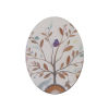 Picture of Wood Embellishments Scrapbooking Oval Multicolor Tree & Butterfly Pattern 40mm(1 5/8") x 30mm(1 1/8"), 5 PCs