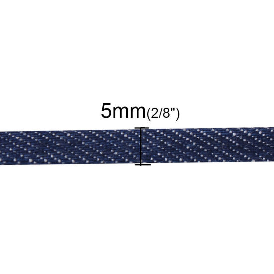 Picture of Denim Jewelry Cord Rope Deep Blue & Golden Stripe Pattern 5mm( 2/8"), 5 M
