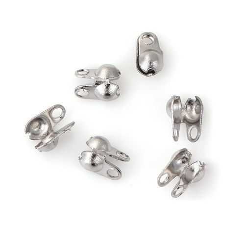 Image de Cache Nœud en Acier Inoxydable Argent Mat(Convenable à Chaîne maille Bille 1mm-1.5mm) 4mm x 3mm, 200 Pcs