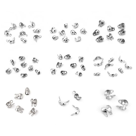 Image de Cache Nœud en Acier Inoxydable Argent Mat(Convenable à Chaîne maille Bille 1mm-1.5mm) 4mm x 3mm, 200 Pcs