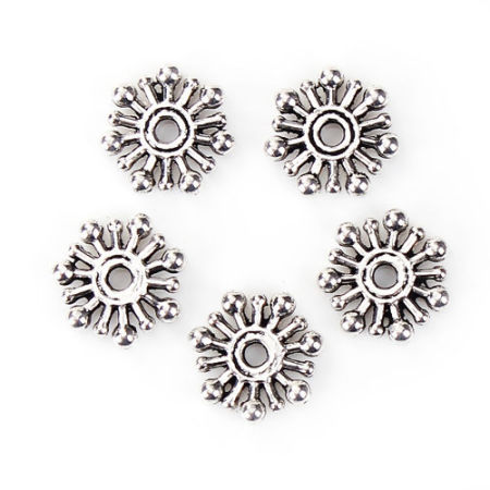 Zinc Based Alloy Spacer Beads Christmas Snowflake Antique Silver Color 10mm x 10mm, Hole: Approx 1.5mm, 200 PCs