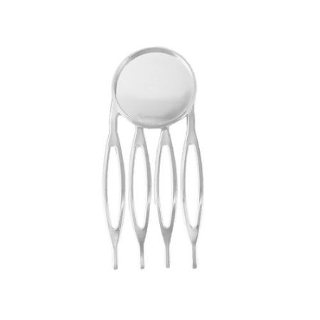 Image de Pinces à Cheveux en Laiton+Alliage de Fer Forme Rond Argent Mat (Cabochon Rapportable 16mm Dia.) 46mm x 21mm, 10 Pcs
