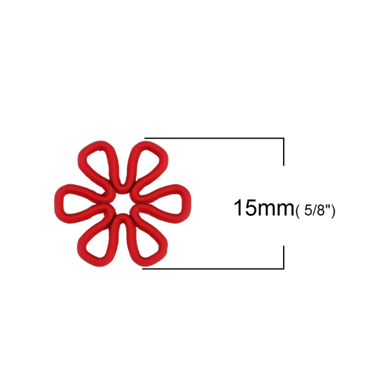 Bild von Zinklegierung Verbinder Gänseblümchen Rot Hohl, 15mm x 14mm, 20 Stück