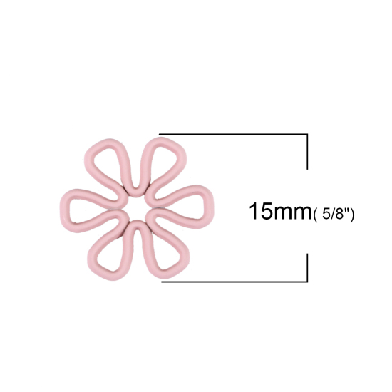 Bild von Zinklegierung Verbinder Gänseblümchen Rosa Hohl, 15mm x 14mm, 20 Stück
