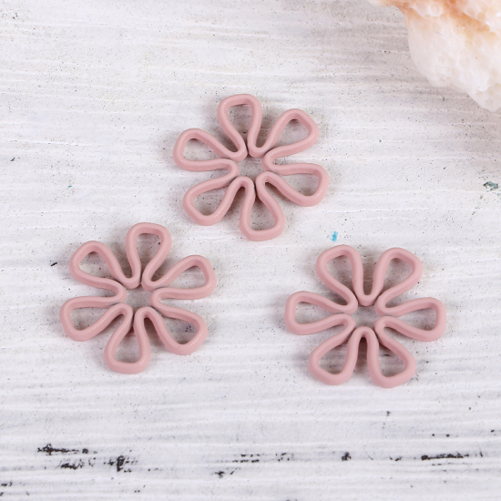 Bild von Zinklegierung Verbinder Gänseblümchen Rosa Hohl, 15mm x 14mm, 20 Stück