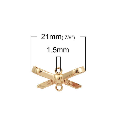 Imagen de Zamak Conectores Bowknot Chapado en Oro 21mm x 10mm, 20 Unidades