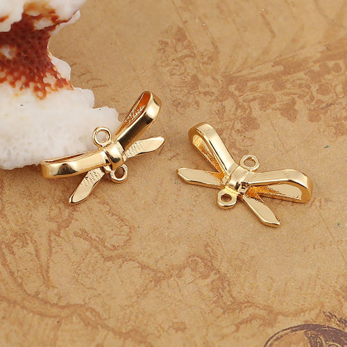Imagen de Zamak Conectores Bowknot Chapado en Oro 21mm x 10mm, 20 Unidades