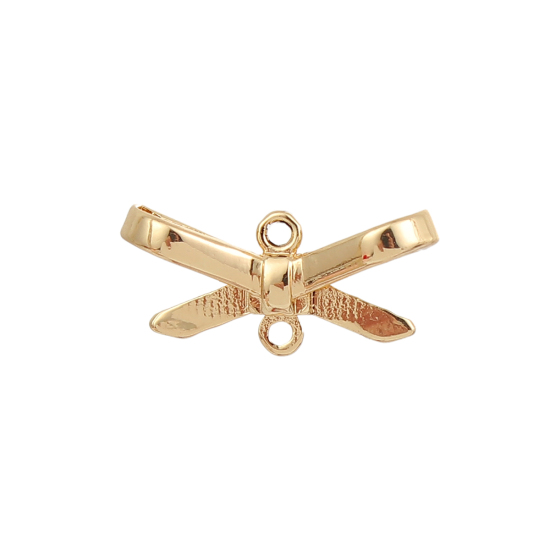 Imagen de Zamak Conectores Bowknot Chapado en Oro 21mm x 10mm, 20 Unidades