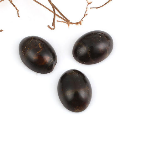 Image de Cabochon Dôme en Résine Ovale Café Rayées 18mm x 13mm, 30 Pcs