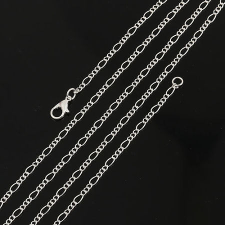Image de Colliers de Chaînes en Alliage de Fer Argenté Chaîne Maille Figaro 3/1 77cm long, Taille de Chaîne: 6mm x 2.8mm 3mm x 2.5mm, 1 Paquet (12 Pcs/Paquet)