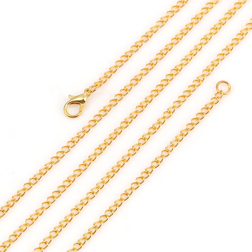 Picture of Iron Based Alloy Link Curb Chain Necklace Gold Plated 77cm(30 3/8") long, Chain Size: 4x2.5mm( 1/8" x 1/8"), 1 Packet ( 12 PCs/Packet)