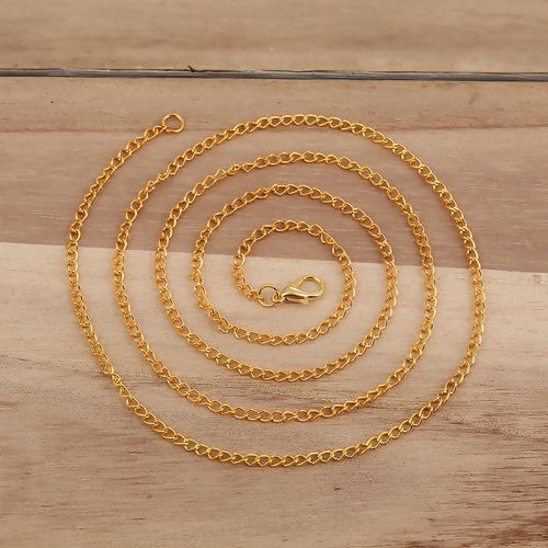 Picture of Iron Based Alloy Link Curb Chain Necklace Gold Plated 77cm(30 3/8") long, Chain Size: 4x2.5mm( 1/8" x 1/8"), 1 Packet ( 12 PCs/Packet)