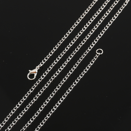 Picture of Iron Based Alloy Link Curb Chain Necklace Silver Plated 81cm(31 7/8") long, Chain Size: 4x2.5mm( 1/8" x 1/8"), 1 Packet ( 12 PCs/Packet)