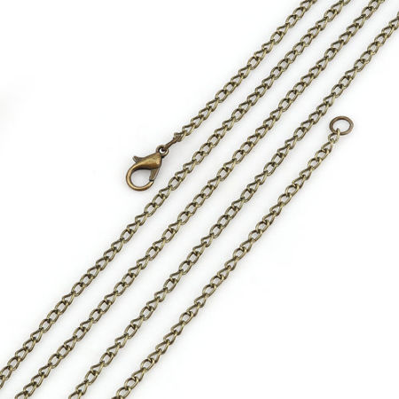 Image de Colliers de Chaînes en Alliage de Fer Bronze Antique Chaîne Maille Cheval 77cm long, Taille de Chaîne: 4mm x 2.3mm, 1 Paquet (12 Pcs/Paquet)