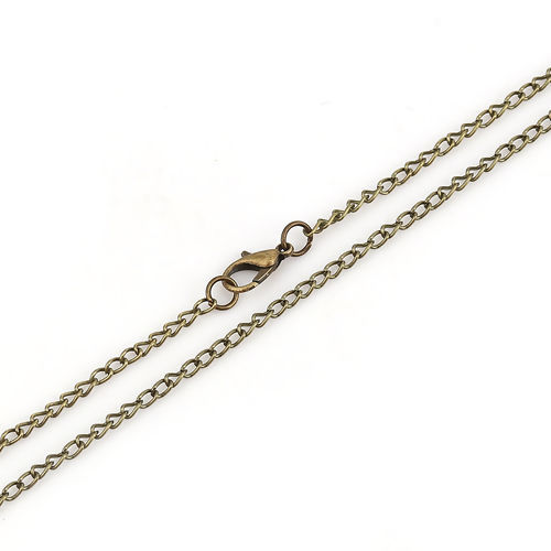 Picture of Iron Based Alloy Link Curb Chain Necklace Antique Bronze 77cm(30 3/8") long, Chain Size: 4x2.3mm( 1/8" x 1/8"), 1 Packet ( 12 PCs/Packet)