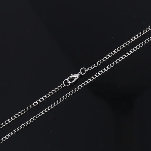 Picture of Iron Based Alloy Link Curb Chain Necklace Silver Tone 81cm(31 7/8") long, Chain Size: 4x2.5mm( 1/8" x 1/8"), 1 Packet ( 12 PCs/Packet)