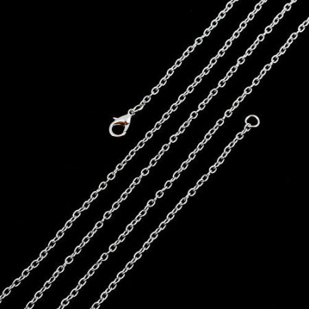 Image de Colliers de Chaînes en Alliage de Fer Argent Mat Chaîne Maille Forçat 77cm long, Taille de Chaîne: 3mm x 2.4mm, 1 Paquet (12 Pcs/Paquet)