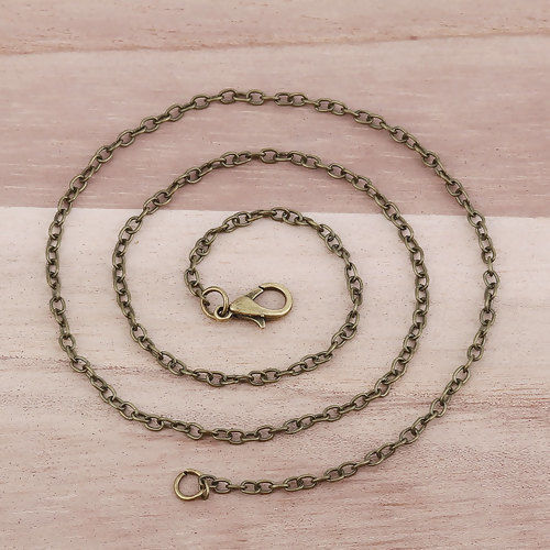 Picture of Iron Based Alloy Link Cable Chain Necklace Antique Bronze 45.5cm(17 7/8") long, Chain Size: 3mm x2.4mm( 1/8" x 1/8"), 1 Packet ( 12 PCs/Packet)