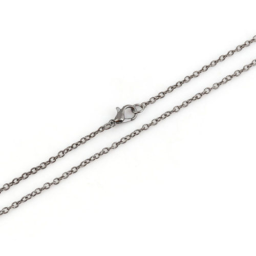 Picture of Iron Based Alloy Link Cable Chain Necklace Gunmetal 62cm(24 3/8") long, Chain Size: 3x2.3mm( 1/8" x 1/8"), 1 Packet ( 12 PCs/Packet)