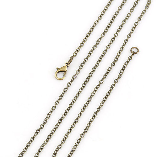 Picture of Iron Based Alloy Link Cable Chain Necklace Antique Bronze 62cm(24 3/8") long, Chain Size: 3x2.3mm( 1/8" x 1/8"), 1 Packet ( 12 PCs/Packet)