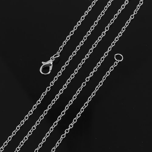 Bild von Eisenlegierung Gliederkette Kette Halskette Silberfarbe 62cm lang, Kettegröße: 3x2.2mm, 1 Packung ( 12 Stück/Packung)