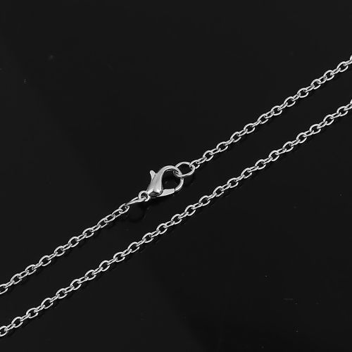 Bild von Eisenlegierung Gliederkette Kette Halskette Silberfarbe 62cm lang, Kettegröße: 3x2.2mm, 1 Packung ( 12 Stück/Packung)