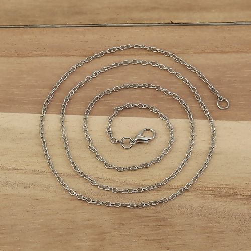 Bild von Eisenlegierung Gliederkette Kette Halskette Silberfarbe 62cm lang, Kettegröße: 3x2.2mm, 1 Packung ( 12 Stück/Packung)