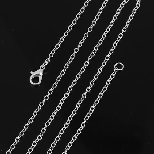 Picture of Iron Based Alloy Link Cable Chain Necklace Silver Plated 51cm(20 1/8") long, Chain Size: 3x2.3mm( 1/8" x 1/8"), 1 Packet ( 12 PCs/Packet)