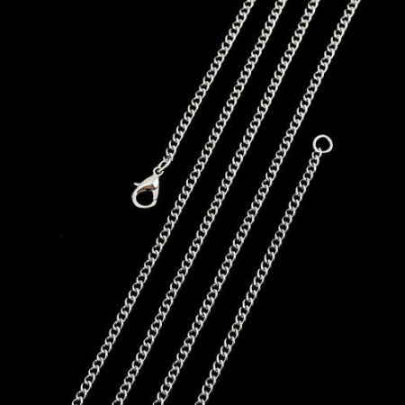 Image de Colliers de Chaînes en Alliage de Fer Argent Mat Chaîne Maille Cheval 80.5cm long, Taille de Chaîne: 4mm x 2.7mm, 1 Paquet (12 Pcs/Paquet)