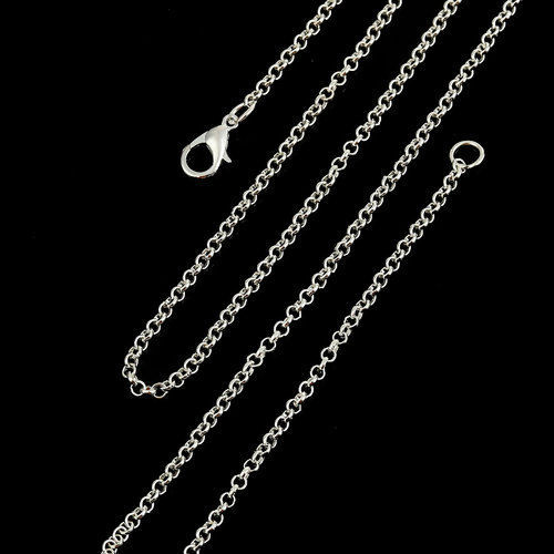 Picture of Iron Based Alloy Rolo Chain Necklace Silver Plated 53cm(20 7/8") long, Chain Size: 2.5mm( 1/8"), 1 Packet ( 12 PCs/Packet)