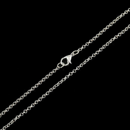 Picture of Iron Based Alloy Rolo Chain Necklace Silver Plated 53cm(20 7/8") long, Chain Size: 2.5mm( 1/8"), 1 Packet ( 12 PCs/Packet)