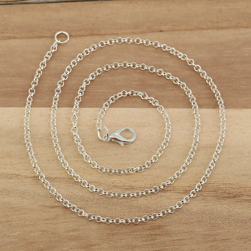 Picture of Iron Based Alloy Rolo Chain Necklace Silver Plated 53cm(20 7/8") long, Chain Size: 2.5mm( 1/8"), 1 Packet ( 12 PCs/Packet)