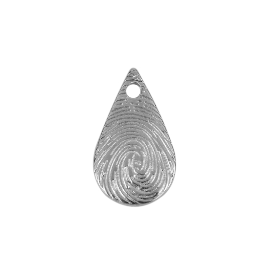 Immagine di Lega di Zinco Impronte Digitali Gioielli Charms Goccia Tono Argento 14mm x 9mm , 50 Pz