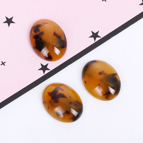 アセチ カボション 楕円形 ブラウン＆コーヒー色 19mm x14mm 18mm x 13mm、 10 個 の画像